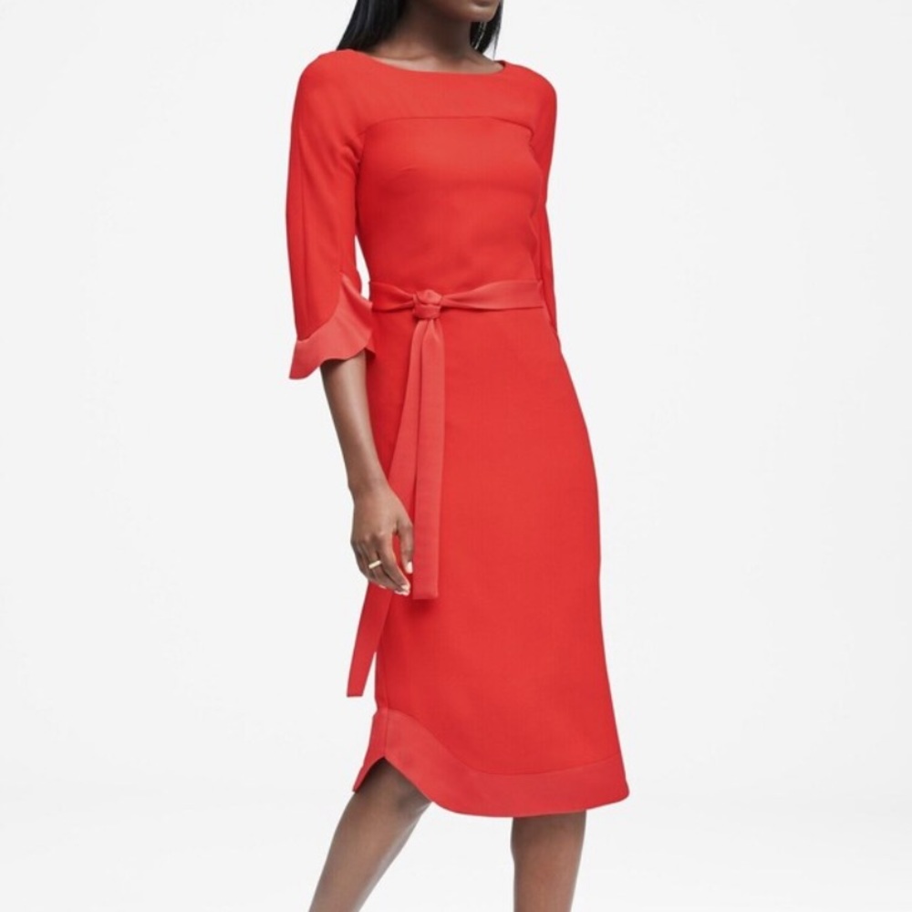 NWT $118 Banana Republic red flounce sleeve dress